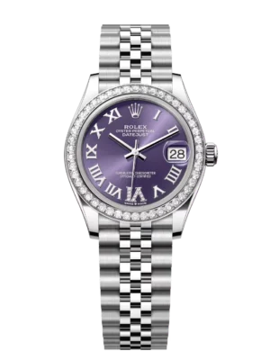Rolex Datejust 31 Oyster Perpetual Oystersteel and white aubergine, diamond-set dial dial Jubilee band Reference 278384RBR
