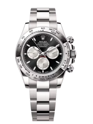 Rolex Cosmograph Daytona 40 Oyster Perpetual 18 ct white gold bright black and steel dial Oyster band Reference 126509