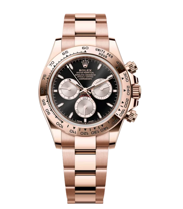 Rolex Cosmograph Daytona 40 Oyster Perpetual 18 ct Everose gold bright black and Sundust dial Oyster band Reference 126505
