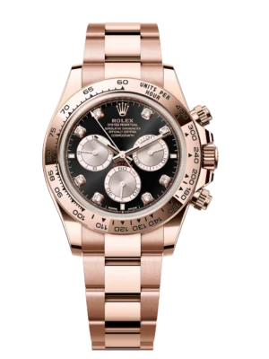 Rolex Cosmograph Daytona 40 Oyster Perpetual 18 ct Everose gold bright black and Sundust, diamond-set dial Oyster band Reference 126505