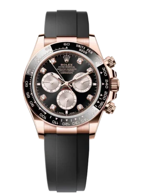 Rolex Cosmograph Daytona 40 Oyster Perpetual 18 ct Everose gold bright black and Sundust, diamond-set dial Oysterflex band Reference 126515LN
