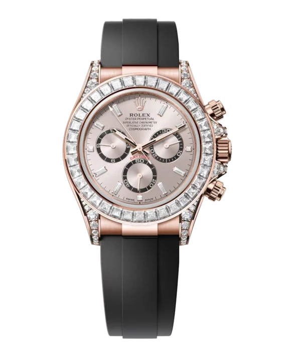Rolex Cosmograph Daytona 40 Oyster Perpetual 18 ct Everose gold Sundust, diamond-set dial Oysterflex band Reference 126535TBR