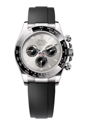 Rolex Cosmograph Daytona 40 Oyster Perpetual 18 ct white gold steel and bright black dial Oysterflex band Reference 126519LN