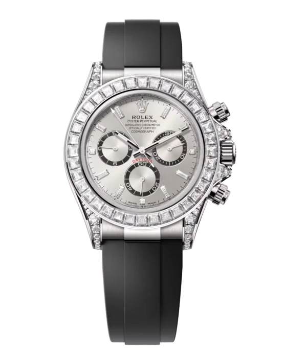 Rolex Cosmograph Daytona 40 Oyster Perpetual 18 ct white gold steel, diamond-set dial Oysterflex band Reference 126539TBR