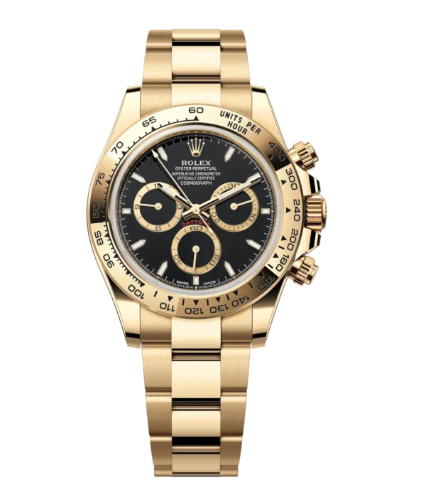 Rolex Cosmograph Daytona 40 Oyster Perpetual 18 ct yellow gold black dial Oyster band Reference 126508