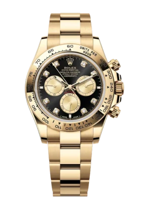 Rolex Cosmograph Daytona 40 Oyster Perpetual 18 ct yellow gold bright black and golden, diamond-set dial Oyster band Reference 126508