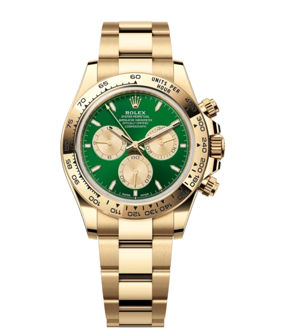 Rolex Cosmograph Daytona 40 Oyster Perpetual 18 ct yellow gold bright green and golden dial Oyster band Reference 126508