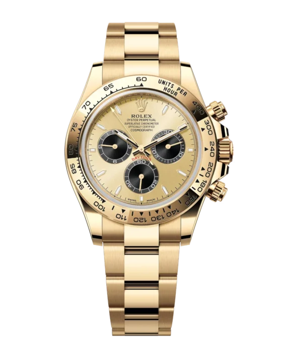 Rolex Cosmograph Daytona 40 Oyster Perpetual 18 ct yellow gold golden and bright black dial Oyster band Reference 126508