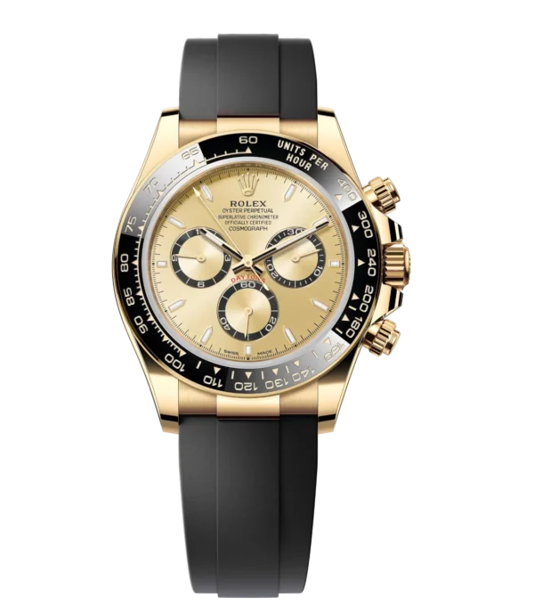 Rolex Cosmograph Daytona 40 Oyster Perpetual 18 ct yellow gold golden dial Oysterflex band Reference 126518LN