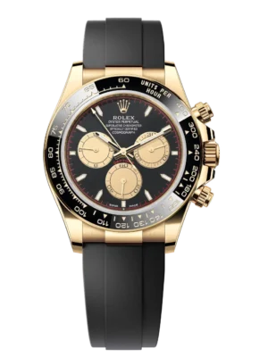 Rolex Cosmograph Daytona 40 Oyster Perpetual 18 ct yellow gold intense black and champagne-colour dial Oysterflex band Reference 126518LN
