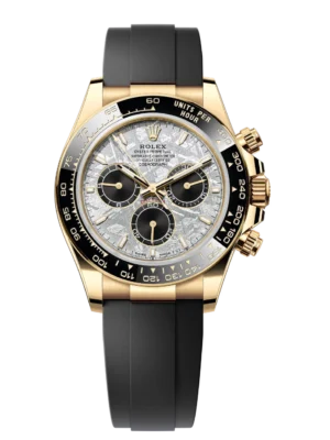 Rolex Cosmograph Daytona 40 Oyster Perpetual 18 ct yellow gold meteorite and black dial Oysterflex band Reference 126518LN
