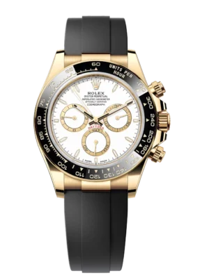 Rolex Cosmograph Daytona 40 Oyster Perpetual 18 ct yellow gold white dial Oysterflex band Reference 126518LN