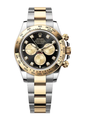 Rolex Cosmograph Daytona 40 Oyster Perpetual Oystersteel and yellow gold bright black and golden, diamond-set dial Oyster band Reference 126503
