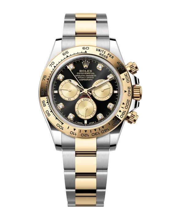 Rolex Cosmograph Daytona 40 Oyster Perpetual Oystersteel and yellow gold bright black and golden, diamond-set dial Oyster band Reference 126503
