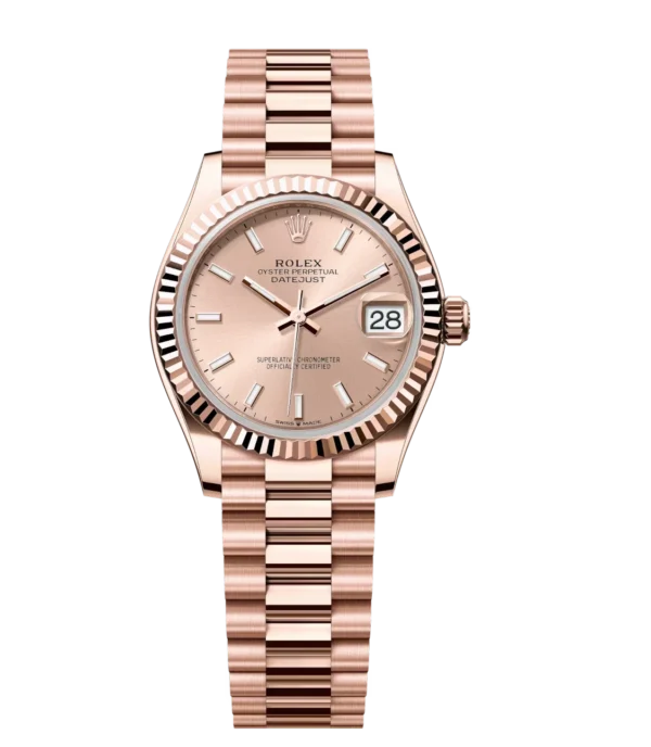 Rolex Datejust 31 Oyster Perpetual 18 ct Everose gold rosé-colour dial President band Reference 278275