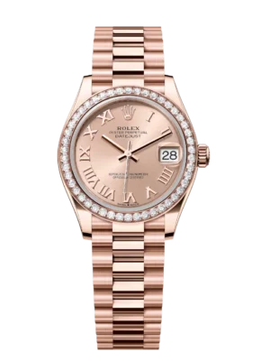 Rolex Datejust 31 Oyster Perpetual 18 ct Everose gold rosé colour dial President band Reference 278285RBR