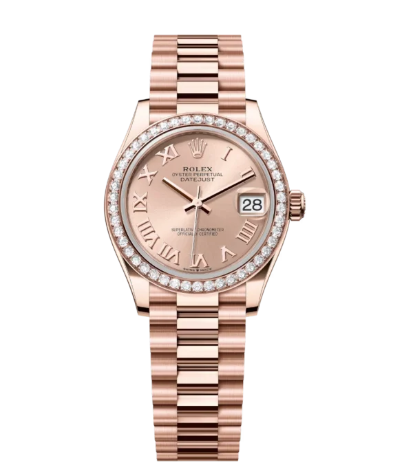Rolex Datejust 31 Oyster Perpetual 18 ct Everose gold rosé colour dial President band Reference 278285RBR