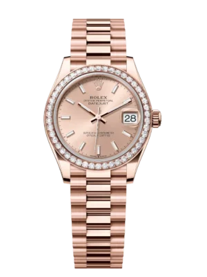 Rolex Datejust 31 Oyster Perpetual 18 ct Everose gold rosé colour dial President band Reference 278285RBR