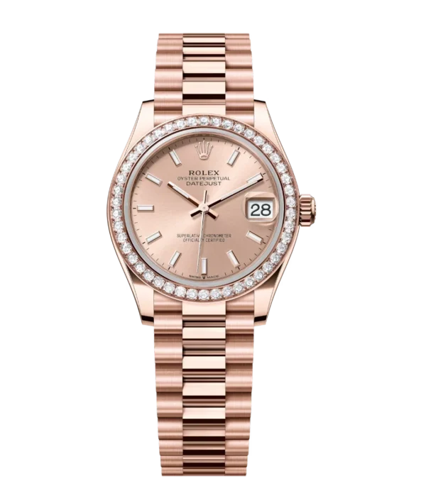 Rolex Datejust 31 Oyster Perpetual 18 ct Everose gold rosé colour dial President band Reference 278285RBR