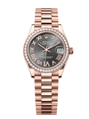 Rolex Datejust 31 Oyster Perpetual 18 ct Everose gold slate, diamond-set dial slate, diamond-set dial band Reference 278285RBR