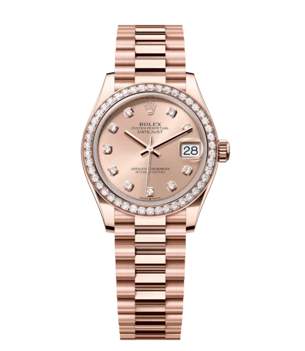 Rolex Datejust 31 Oyster Perpetual 18 ct Everose rosé colour diamond-set dial President band Reference 278285RBR