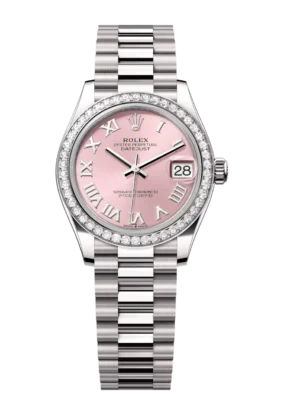 Rolex Datejust 31 Oyster Perpetual 18 ct white gold pink dial President band Reference 278289RBR