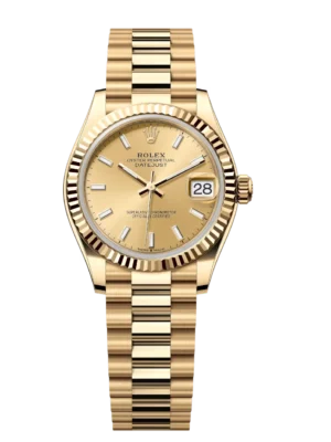 Rolex Datejust 31 Oyster Perpetual 18 ct yellow gold champagne-colour dial President band Reference 278278
