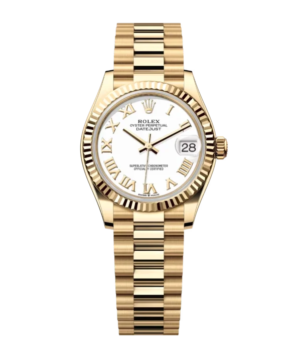 Rolex Datejust 31 Oyster Perpetual 18 ct yellow gold white dial President band Reference 278278