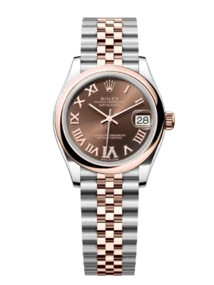 Rolex Datejust 31 Oyster Perpetual Oystersteel and Everose chocolate, diamond-set dial Jubilee band Reference 278241