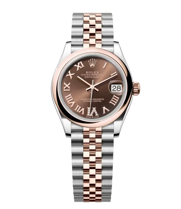 Rolex Datejust 31 Oyster Perpetual Oystersteel and Everose chocolate, diamond-set dial Jubilee band Reference 278241