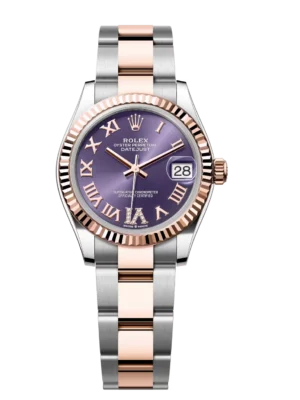 Rolex Datejust 31 Oyster Perpetual Oystersteel and Everose gold aubergine, diamond-set dial Oyster band Reference 278271