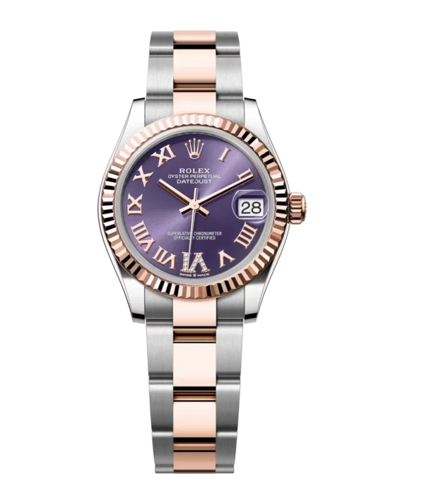 Rolex Datejust 31 Oyster Perpetual Oystersteel and Everose gold aubergine, diamond-set dial Oyster band Reference 278271