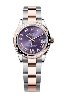 Rolex Datejust 31 Oyster Perpetual Oystersteel and Everose gold aubergine, diamond-set dial Oyster band Reference 278341RBR