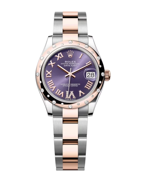Rolex Datejust 31 Oyster Perpetual Oystersteel and Everose gold aubergine, diamond-set dial Oyster band Reference 278341RBR