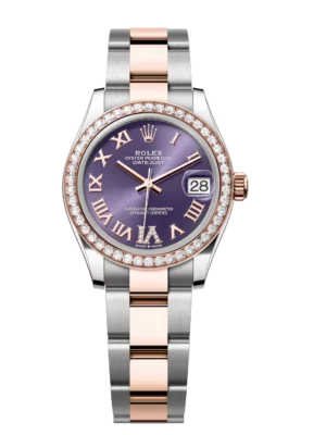 Rolex Datejust 31 Oyster Perpetual Oystersteel and Everose gold aubergine, diamond-set dial Oyster band Reference 278381RBR