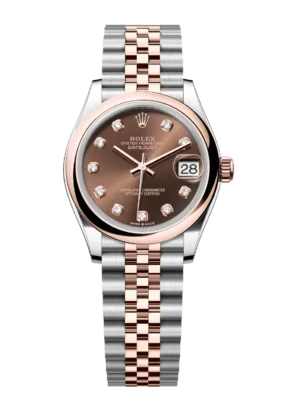 Rolex Datejust 31 Oyster Perpetual Oystersteel and Everose gold chocolate, diamond-set dial Jubilee band Reference 278241