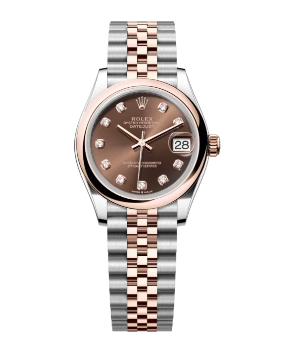 Rolex Datejust 31 Oyster Perpetual Oystersteel and Everose gold chocolate, diamond-set dial Jubilee band Reference 278241