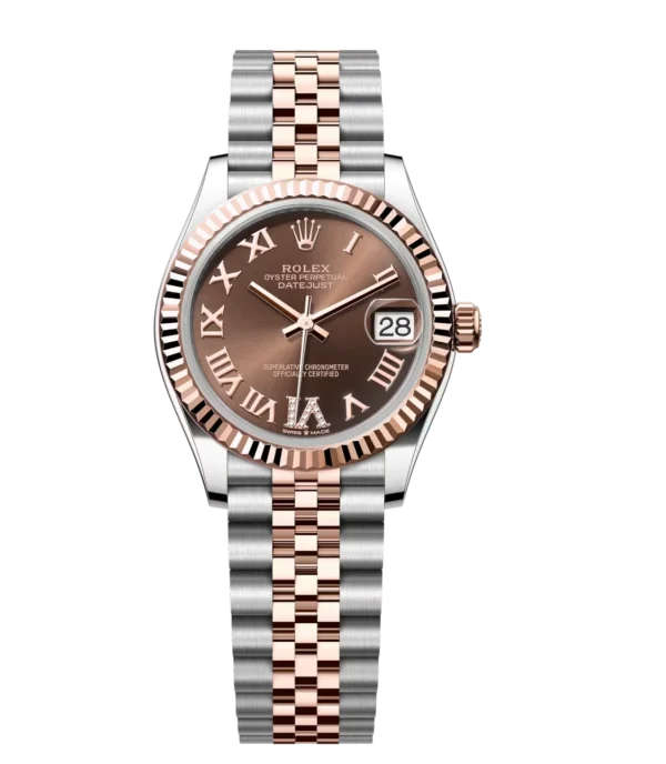 Rolex Datejust 31 Oyster Perpetual Oystersteel and Everose gold chocolate, diamond-set dial Jubilee band Reference 278271