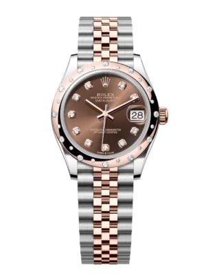 Rolex Datejust 31 Oyster Perpetual Oystersteel and Everose gold chocolate, diamond-set dial Jubilee band Reference 278341RBR