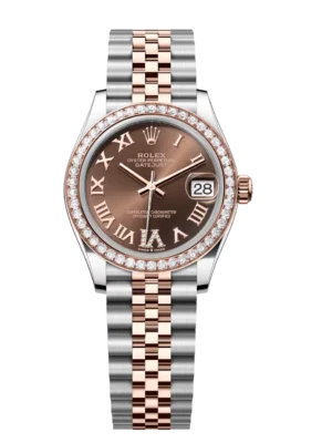 Rolex Datejust 31 Oyster Perpetual Oystersteel and Everose gold chocolate, diamond-set dial Jubilee band Reference 278381RBR