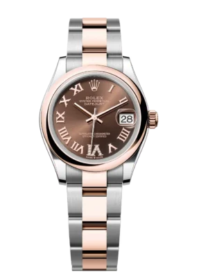 Rolex Datejust 31 Oyster Perpetual Oystersteel and Everose gold chocolate, diamond-set dial Oyster band Reference 278241