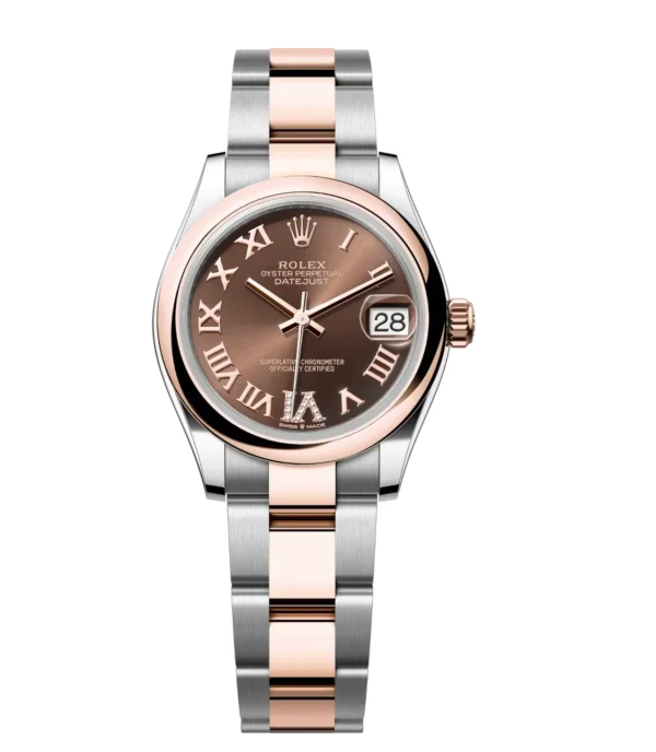 Rolex Datejust 31 Oyster Perpetual Oystersteel and Everose gold chocolate, diamond-set dial Oyster band Reference 278241