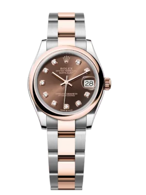 Rolex Datejust 31 Oyster Perpetual Oystersteel and Everose gold chocolate, diamond-set dial Oyster band Reference 278241