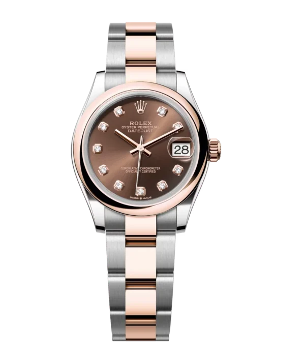 Rolex Datejust 31 Oyster Perpetual Oystersteel and Everose gold chocolate, diamond-set dial Oyster band Reference 278241