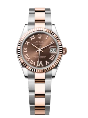 Rolex Datejust 31 Oyster Perpetual Oystersteel and Everose gold chocolate, diamond-set dial Oyster band Reference 278271