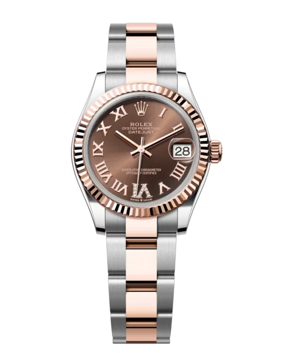 Rolex Datejust 31 Oyster Perpetual Oystersteel and Everose gold chocolate, diamond-set dial Oyster band Reference 278271