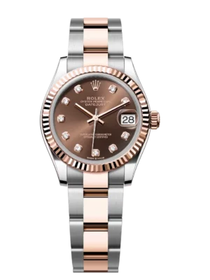 Rolex Datejust 31 Oyster Perpetual Oystersteel and Everose gold chocolate, diamond-set dial Oyster band Reference 278271