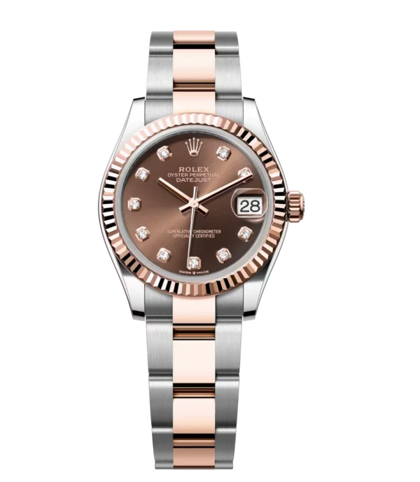Rolex Datejust 31 Oyster Perpetual Oystersteel and Everose gold chocolate, diamond-set dial Oyster band Reference 278271