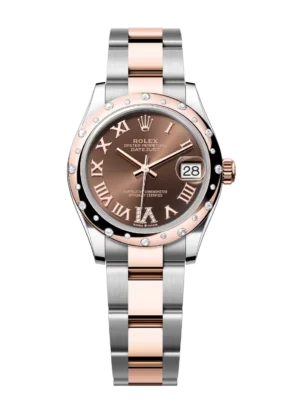 Rolex Datejust 31 Oyster Perpetual Oystersteel and Everose gold chocolate, diamond-set dial Oyster band Reference 278341RBR