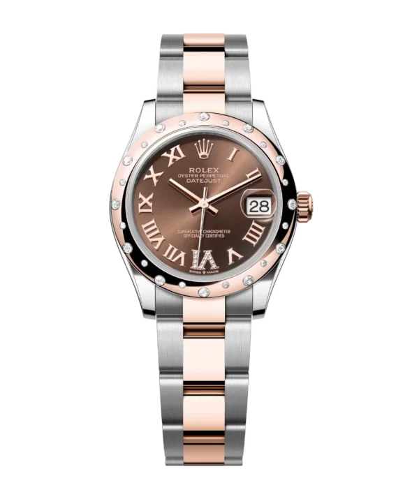 Rolex Datejust 31 Oyster Perpetual Oystersteel and Everose gold chocolate, diamond-set dial Oyster band Reference 278341RBR